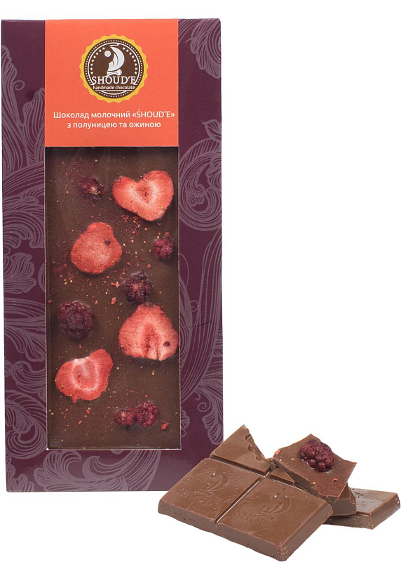 Плитка шоколадная Shoude с клубникой и ежевикой 100г