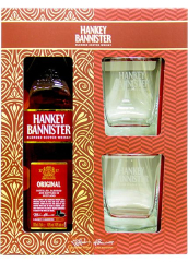 Подарочный набор виски Hankey Bannister 0.7л + 2 стакана