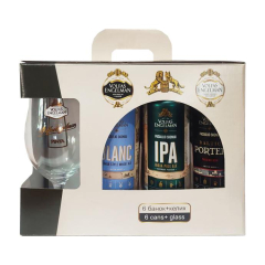 Подарочный набор пива Volfas Engelman 0.568л x 6шт + бокал 0.568л