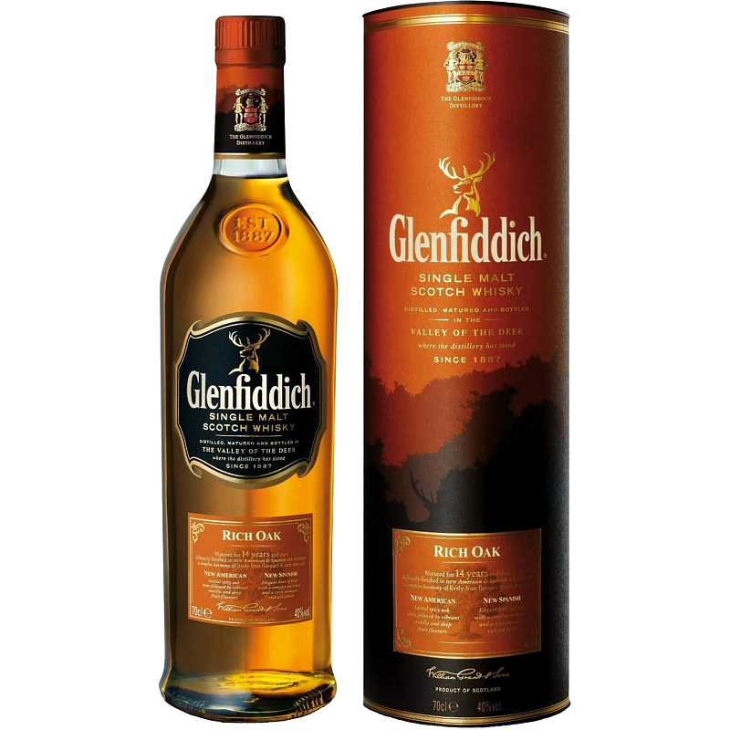 Віскі Glenfiddich 14 Y.O. Rich Oak Tube 40°