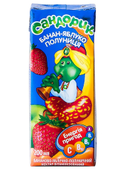 Нектар Сандорик банано-яблочно-клубничный 0.2l