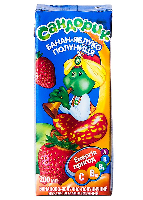 Нектар Сандорик банано-яблочно-клубничный 0.2l