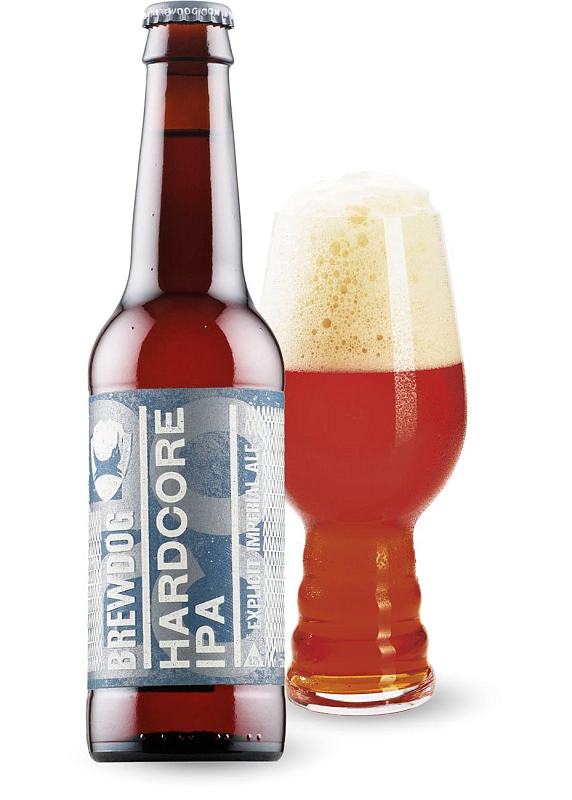 Пиво BrewDog «Hardcore IPA» янтарне фільтроване 9.2°