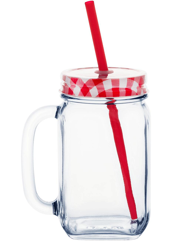 Кружка  «Банка Country» с соломинкой 0.4l