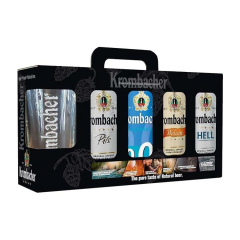 Набор пива Krombacher в ассортименте 0.5л х 4шт + бокал 0.4л