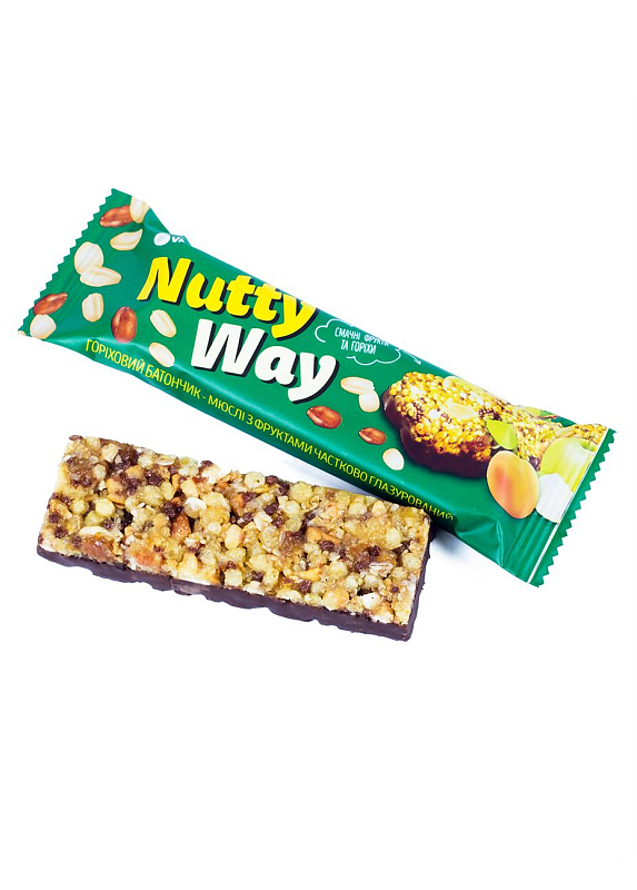 Батончик мюслі «Nutty Way» горіховий в глазурі, 40 г