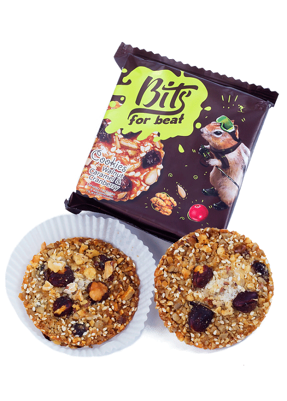 Печенье Bits ореховое с карамелью и калиной 50г
