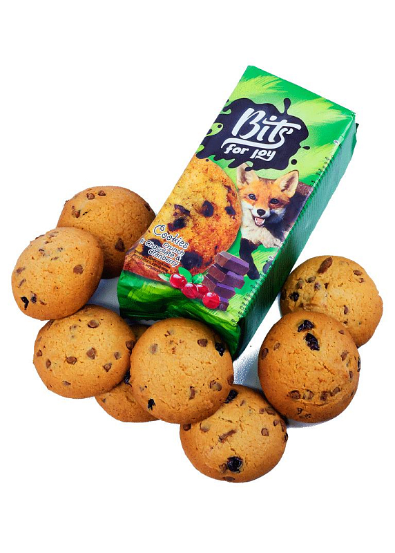 Печиво Bits з шматочками молочного шоколаду і калиною 200г