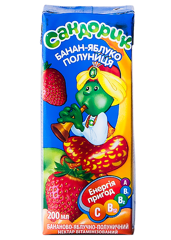Нектар Сандорік банано-яблучно-полуничний 0.2l