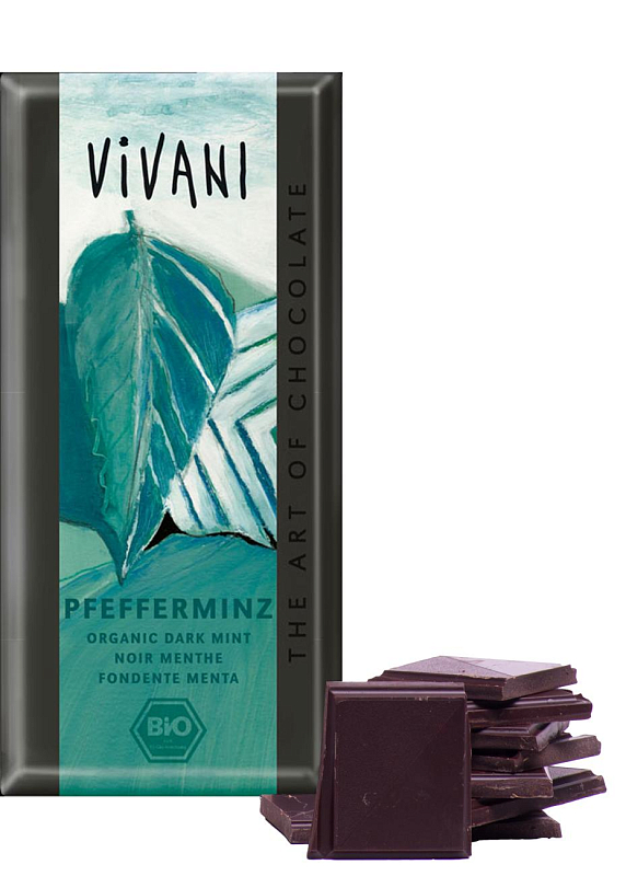 Шоколад чорний Vivani м'ята 100г