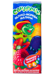 Сок Сандорик яблочно-морковно-малиновый с мякотью 0.2l